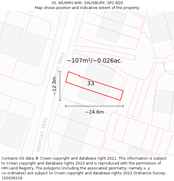 33, WILMAN WAY, SALISBURY, SP2 8QS: Plot and title map