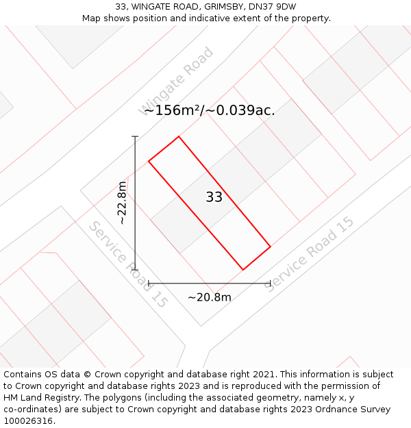 33, WINGATE ROAD, GRIMSBY, DN37 9DW: Plot and title map