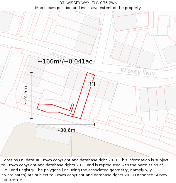 33, WISSEY WAY, ELY, CB6 2WN: Plot and title map