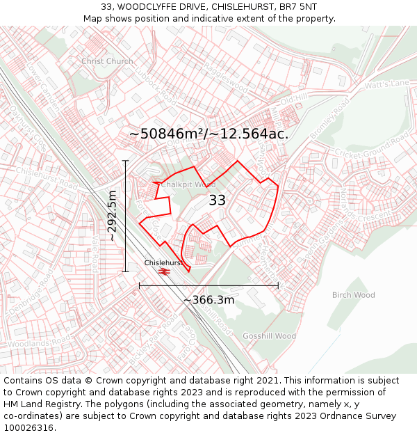33, WOODCLYFFE DRIVE, CHISLEHURST, BR7 5NT: Plot and title map