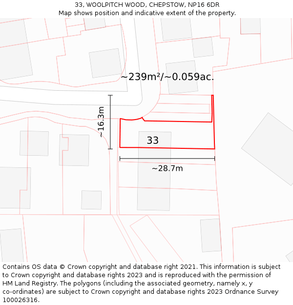 33, WOOLPITCH WOOD, CHEPSTOW, NP16 6DR: Plot and title map