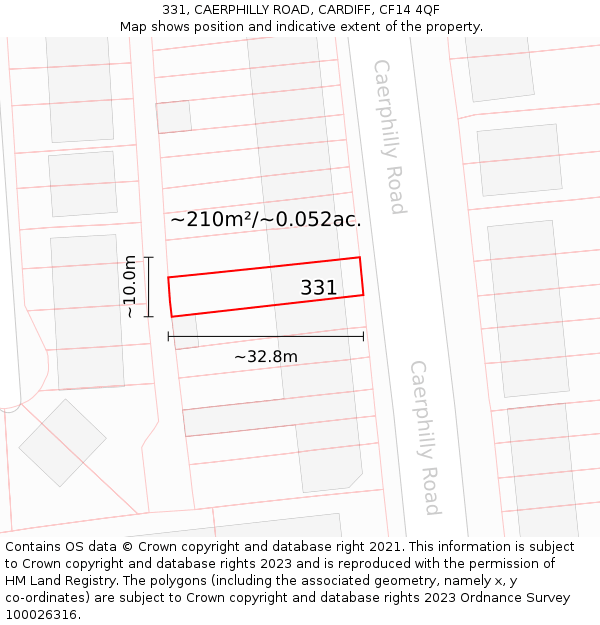 331, CAERPHILLY ROAD, CARDIFF, CF14 4QF: Plot and title map