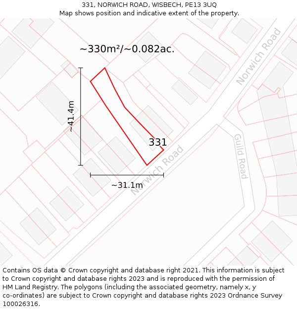 331, NORWICH ROAD, WISBECH, PE13 3UQ: Plot and title map