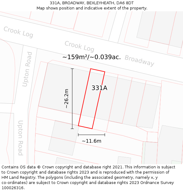 331A, BROADWAY, BEXLEYHEATH, DA6 8DT: Plot and title map