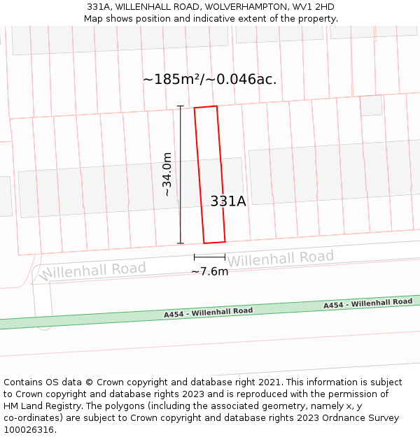 331A, WILLENHALL ROAD, WOLVERHAMPTON, WV1 2HD: Plot and title map