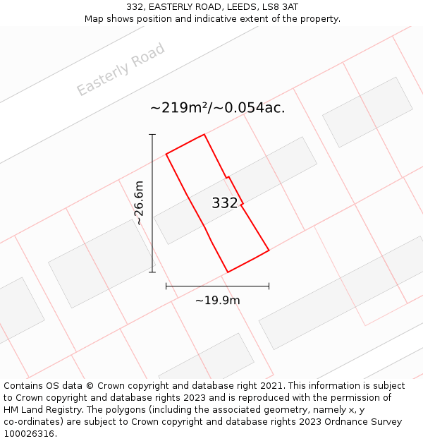 332, EASTERLY ROAD, LEEDS, LS8 3AT: Plot and title map