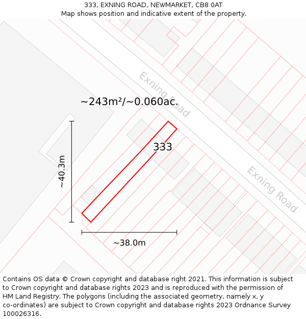 333, EXNING ROAD, NEWMARKET, CB8 0AT: Plot and title map