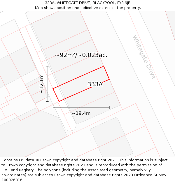 333A, WHITEGATE DRIVE, BLACKPOOL, FY3 9JR: Plot and title map