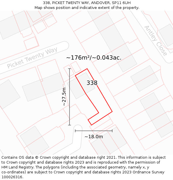 338, PICKET TWENTY WAY, ANDOVER, SP11 6UH: Plot and title map