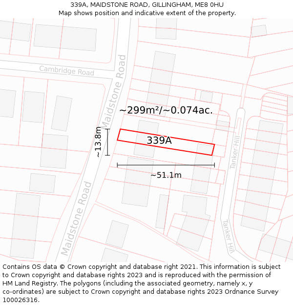 339A, MAIDSTONE ROAD, GILLINGHAM, ME8 0HU: Plot and title map