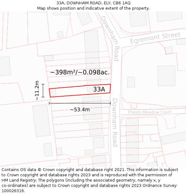 33A, DOWNHAM ROAD, ELY, CB6 1AQ: Plot and title map