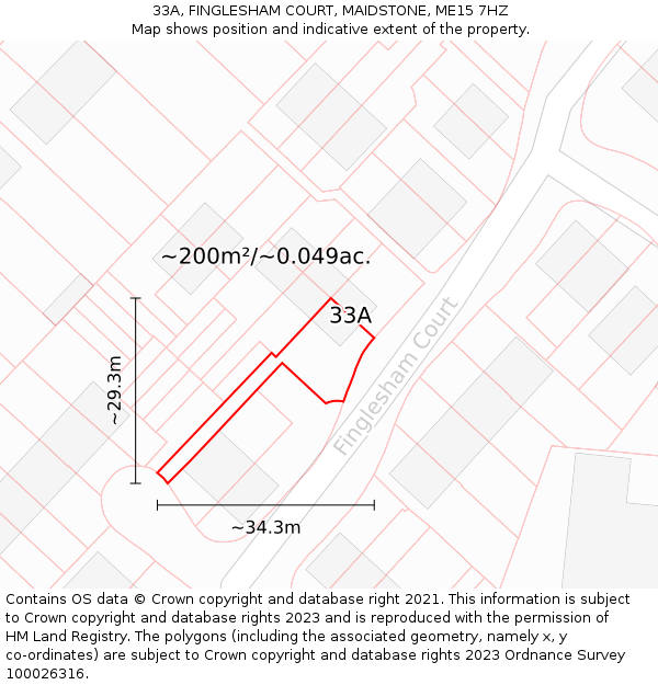 33A, FINGLESHAM COURT, MAIDSTONE, ME15 7HZ: Plot and title map