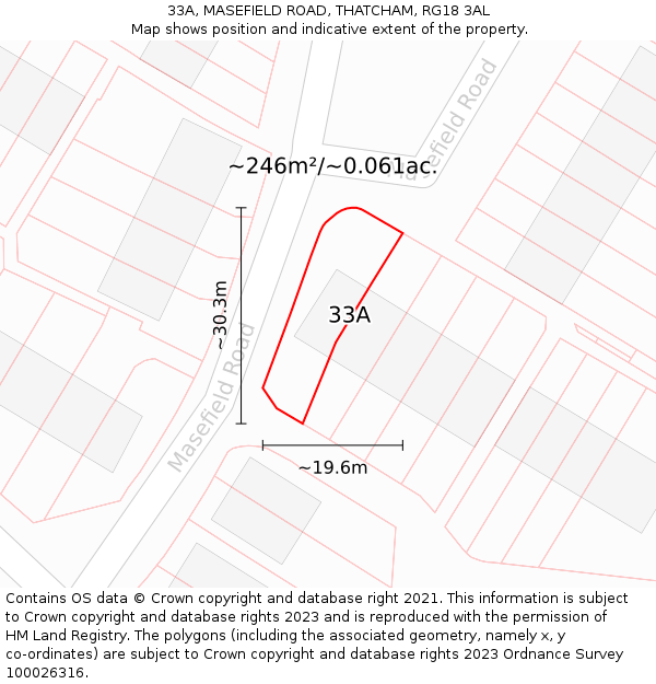 33A, MASEFIELD ROAD, THATCHAM, RG18 3AL: Plot and title map