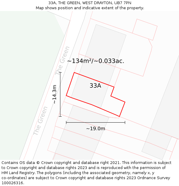 33A, THE GREEN, WEST DRAYTON, UB7 7PN: Plot and title map
