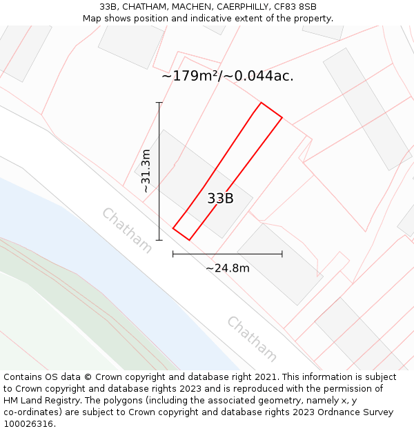 33B, CHATHAM, MACHEN, CAERPHILLY, CF83 8SB: Plot and title map
