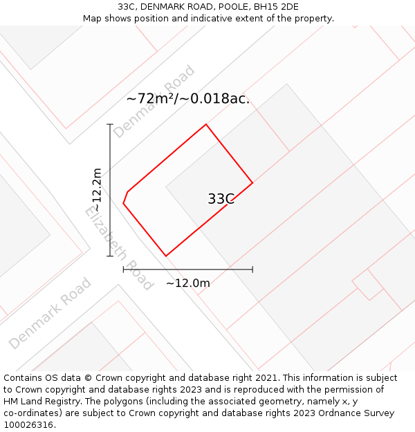 33C, DENMARK ROAD, POOLE, BH15 2DE: Plot and title map