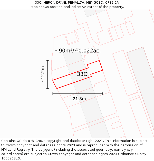 33C, HERON DRIVE, PENALLTA, HENGOED, CF82 6AJ: Plot and title map