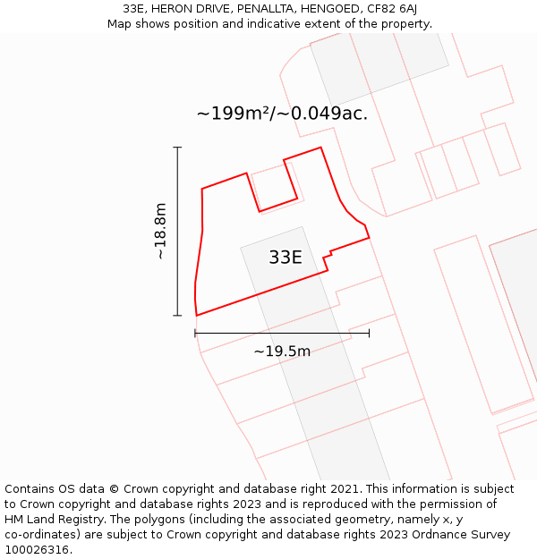 33E, HERON DRIVE, PENALLTA, HENGOED, CF82 6AJ: Plot and title map