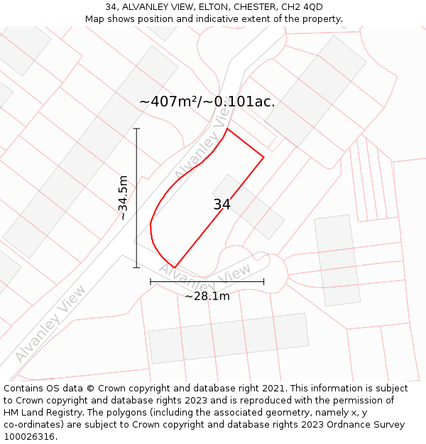 34, ALVANLEY VIEW, ELTON, CHESTER, CH2 4QD: Plot and title map