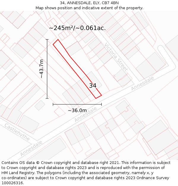 34, ANNESDALE, ELY, CB7 4BN: Plot and title map