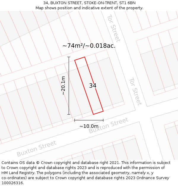 34, BUXTON STREET, STOKE-ON-TRENT, ST1 6BN: Plot and title map