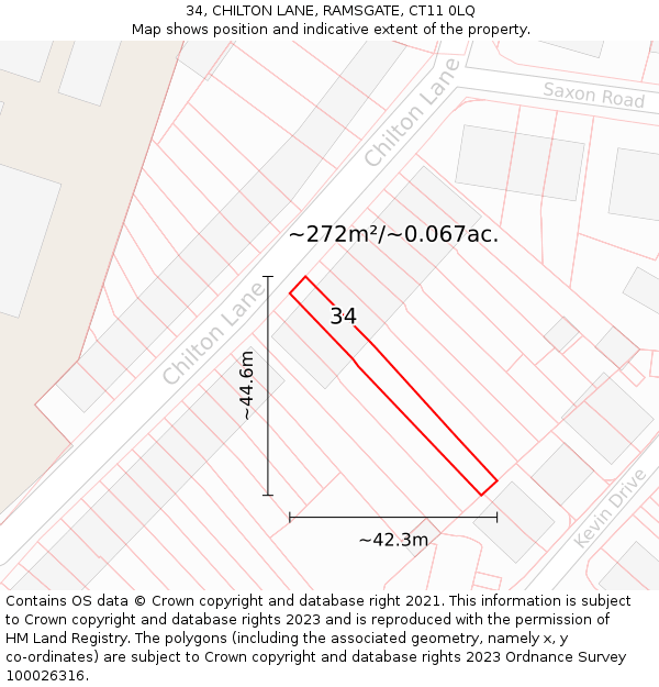 34, CHILTON LANE, RAMSGATE, CT11 0LQ: Plot and title map