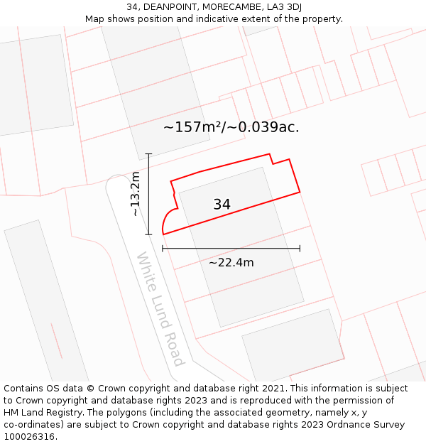 34, DEANPOINT, MORECAMBE, LA3 3DJ: Plot and title map