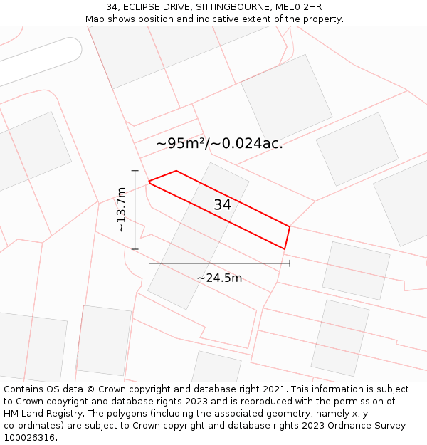 34, ECLIPSE DRIVE, SITTINGBOURNE, ME10 2HR: Plot and title map