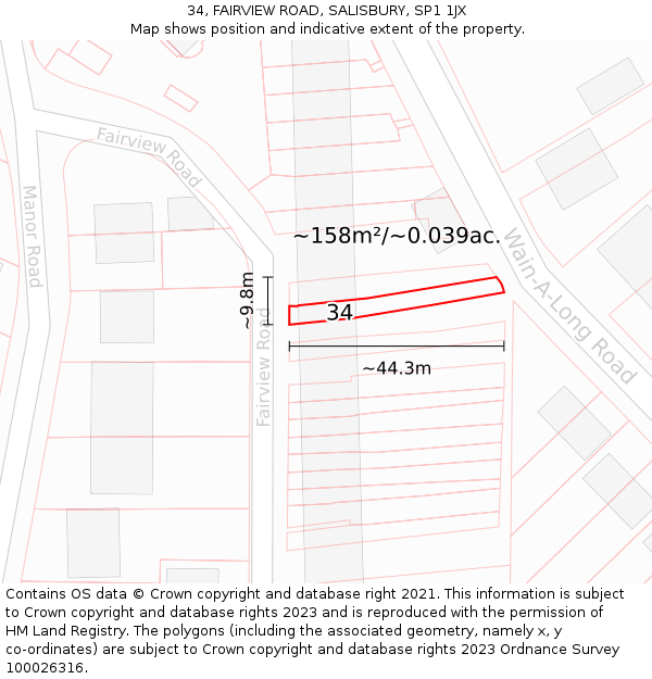 34, FAIRVIEW ROAD, SALISBURY, SP1 1JX: Plot and title map