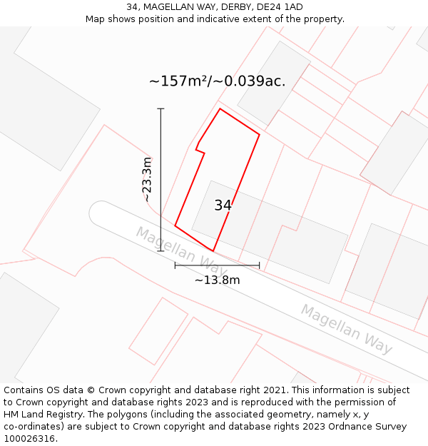 34, MAGELLAN WAY, DERBY, DE24 1AD: Plot and title map