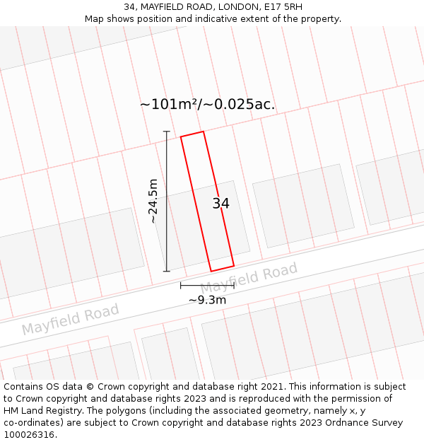 34, MAYFIELD ROAD, LONDON, E17 5RH: Plot and title map