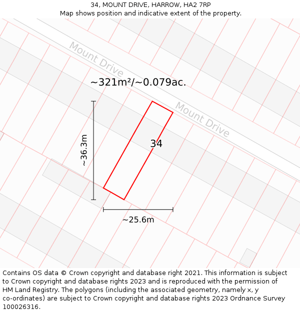 34, MOUNT DRIVE, HARROW, HA2 7RP: Plot and title map