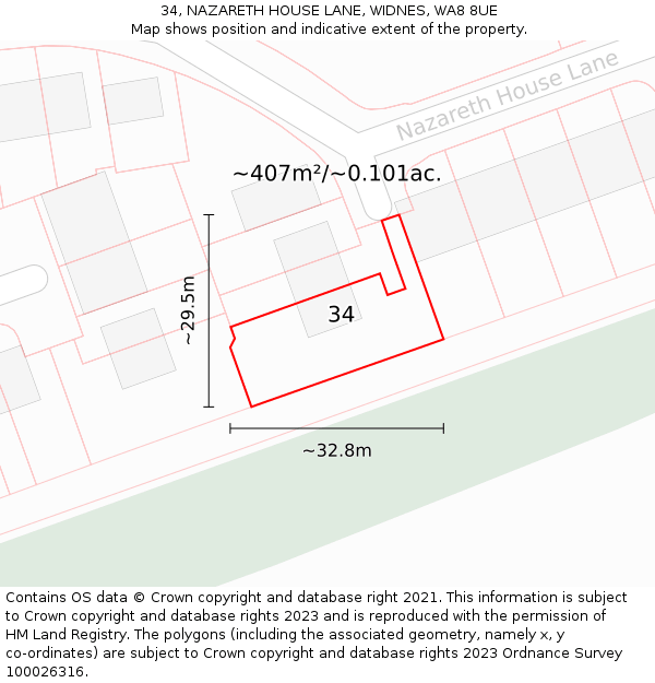 34, NAZARETH HOUSE LANE, WIDNES, WA8 8UE: Plot and title map