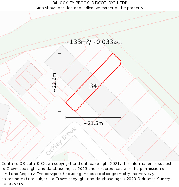 34, OCKLEY BROOK, DIDCOT, OX11 7DP: Plot and title map