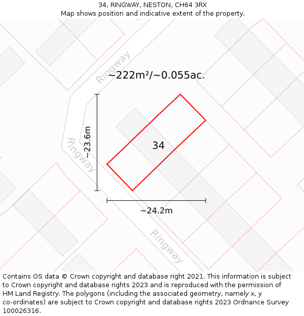 34, RINGWAY, NESTON, CH64 3RX: Plot and title map