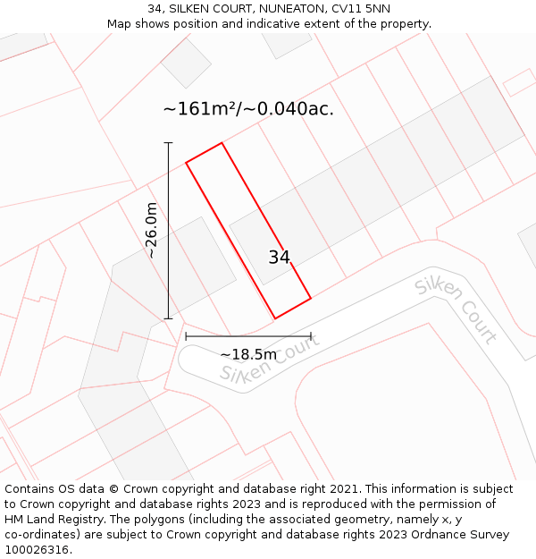 34, SILKEN COURT, NUNEATON, CV11 5NN: Plot and title map