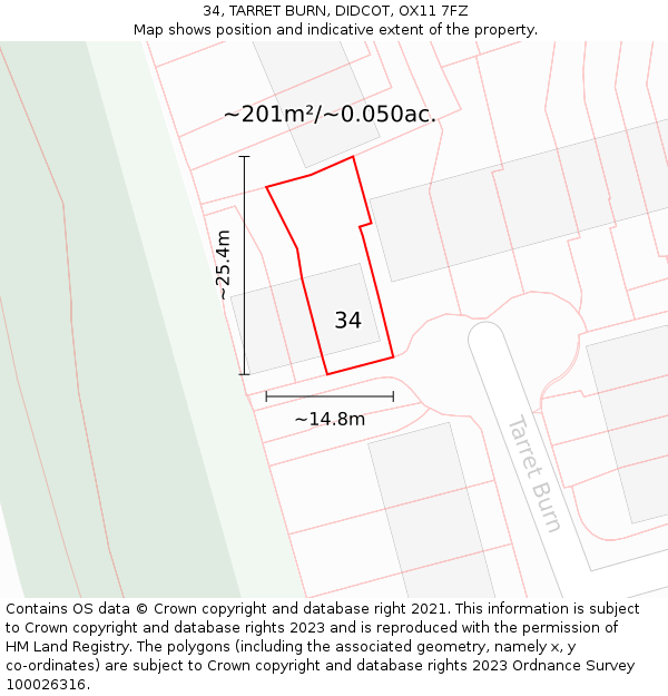 34, TARRET BURN, DIDCOT, OX11 7FZ: Plot and title map