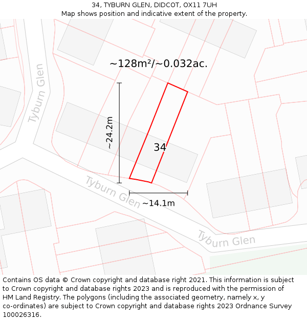 34, TYBURN GLEN, DIDCOT, OX11 7UH: Plot and title map