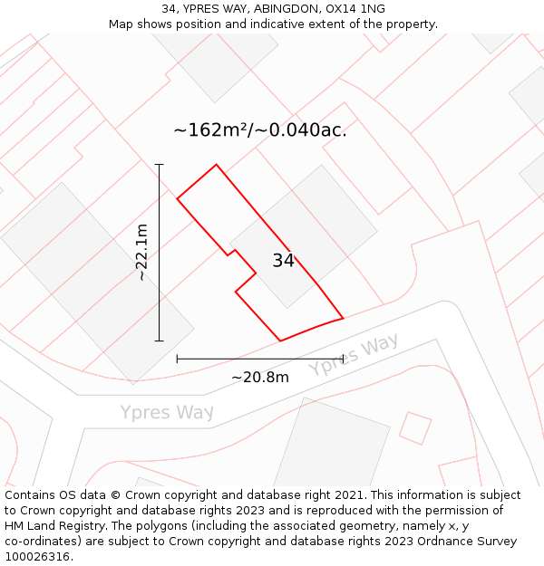 34, YPRES WAY, ABINGDON, OX14 1NG: Plot and title map