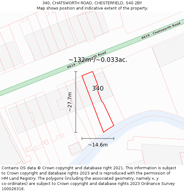 340, CHATSWORTH ROAD, CHESTERFIELD, S40 2BY: Plot and title map
