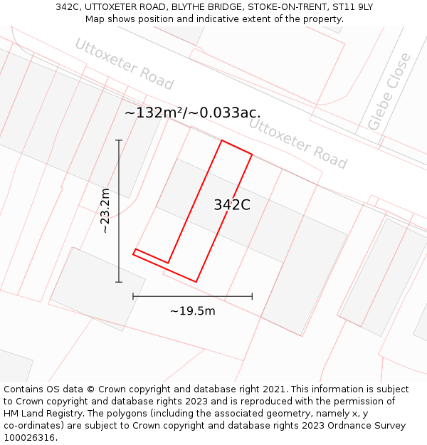 342C, UTTOXETER ROAD, BLYTHE BRIDGE, STOKE-ON-TRENT, ST11 9LY: Plot and title map
