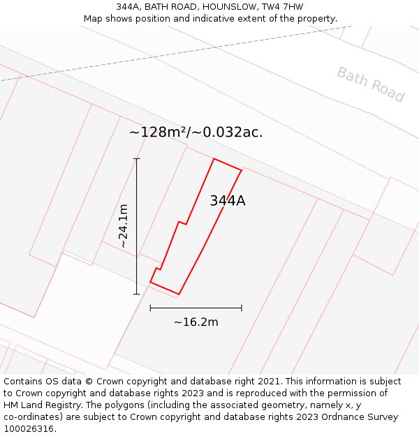 344A, BATH ROAD, HOUNSLOW, TW4 7HW: Plot and title map
