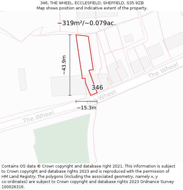 346, THE WHEEL, ECCLESFIELD, SHEFFIELD, S35 9ZB: Plot and title map