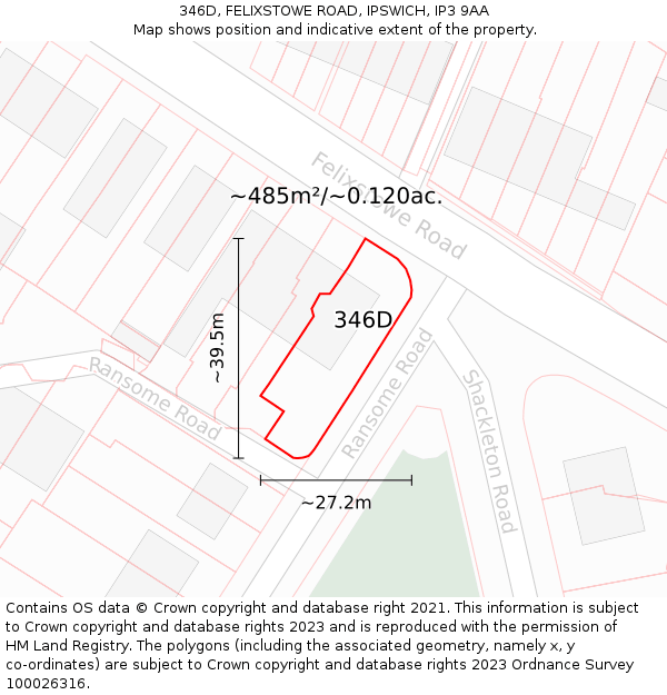 346D, FELIXSTOWE ROAD, IPSWICH, IP3 9AA: Plot and title map