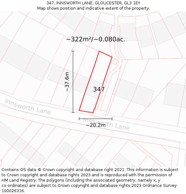 347, INNSWORTH LANE, GLOUCESTER, GL3 1EY: Plot and title map