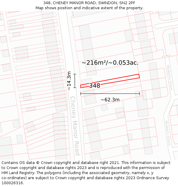 348, CHENEY MANOR ROAD, SWINDON, SN2 2PF: Plot and title map