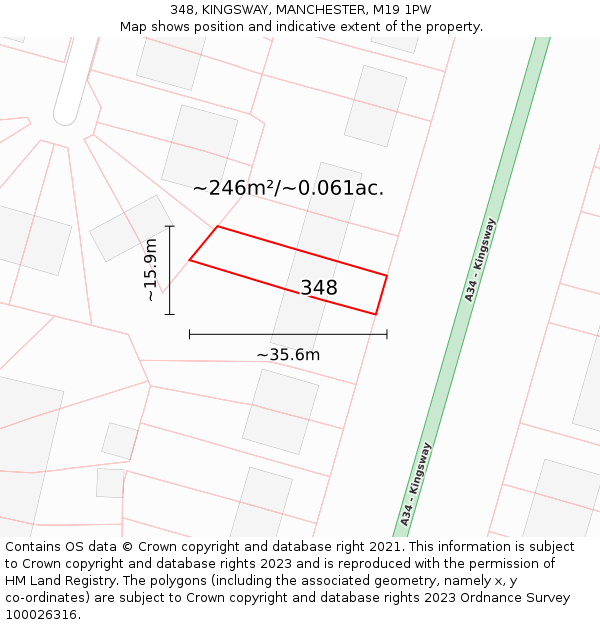 348, KINGSWAY, MANCHESTER, M19 1PW: Plot and title map