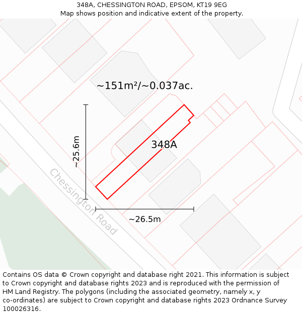 348A, CHESSINGTON ROAD, EPSOM, KT19 9EG: Plot and title map