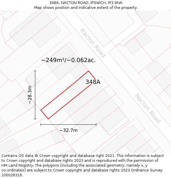 348A, NACTON ROAD, IPSWICH, IP3 9NA: Plot and title map