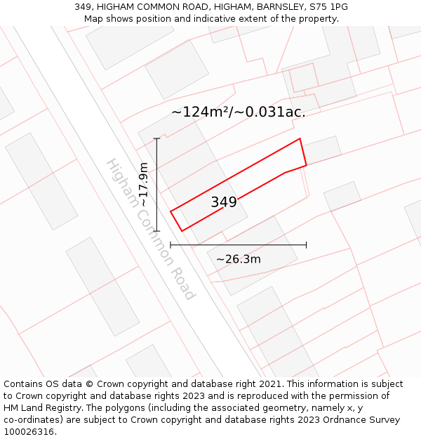 349, HIGHAM COMMON ROAD, HIGHAM, BARNSLEY, S75 1PG: Plot and title map